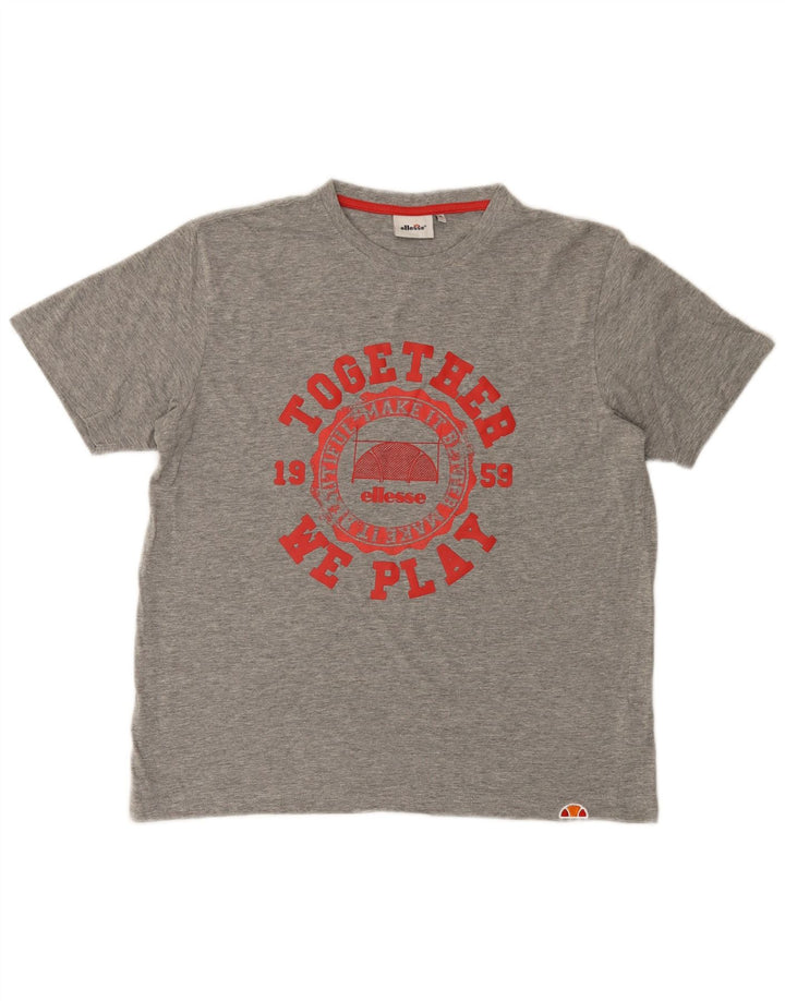 Ανδρικό γραφικό T-Shirt Ellesse Top Medium Grey Cotton