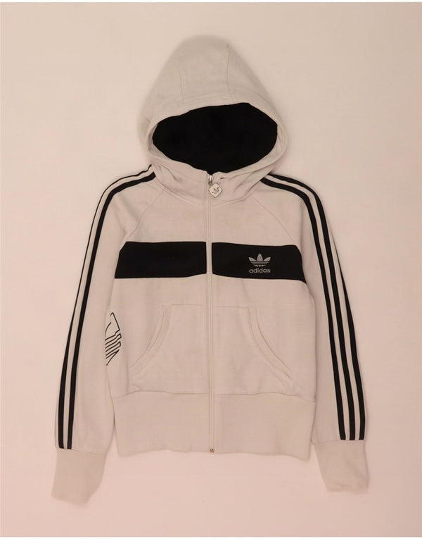 Γυναικείο πουλόβερ με κουκούλα με φερμουάρ Adidas IT 44 μεσαίο λευκό χρώμα