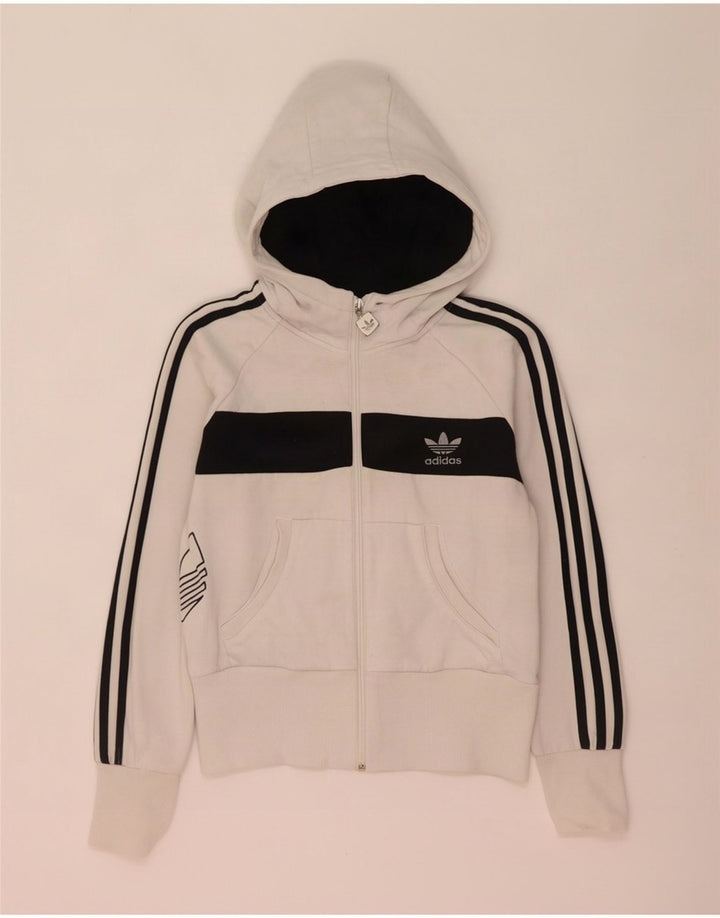Γυναικείο πουλόβερ με κουκούλα με φερμουάρ Adidas IT 44 μεσαίο λευκό χρώμα