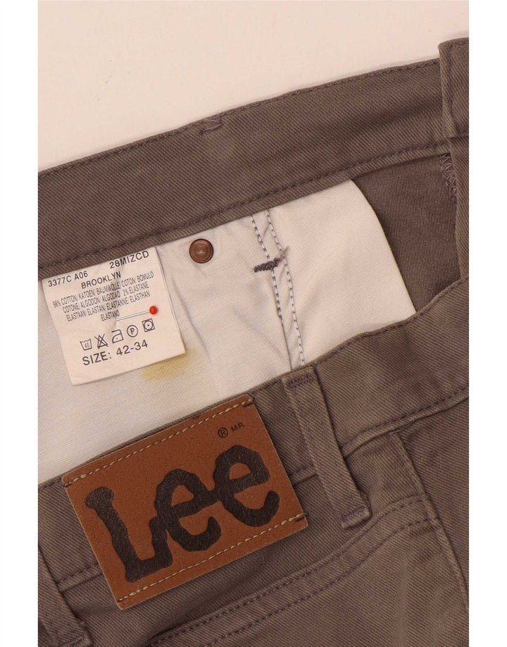 Lee Womens Brooklyn Straight Jeans W42 L30 Γκρι βαμβακερό