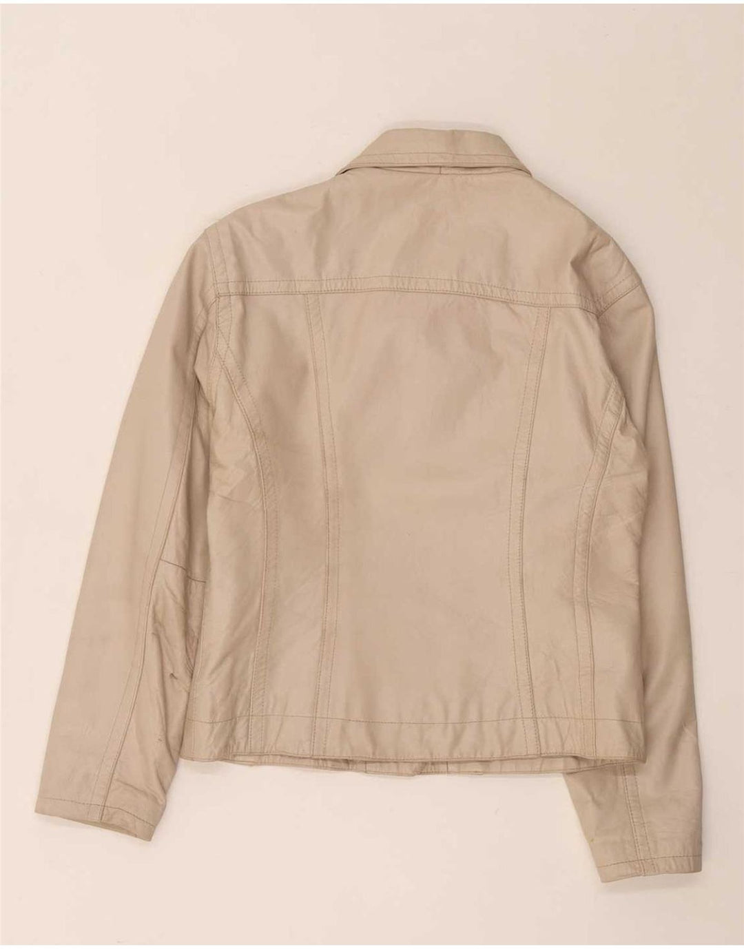 Vintage Γυναικείο Δερμάτινο Μπουφάν UK 14 Medium Beige