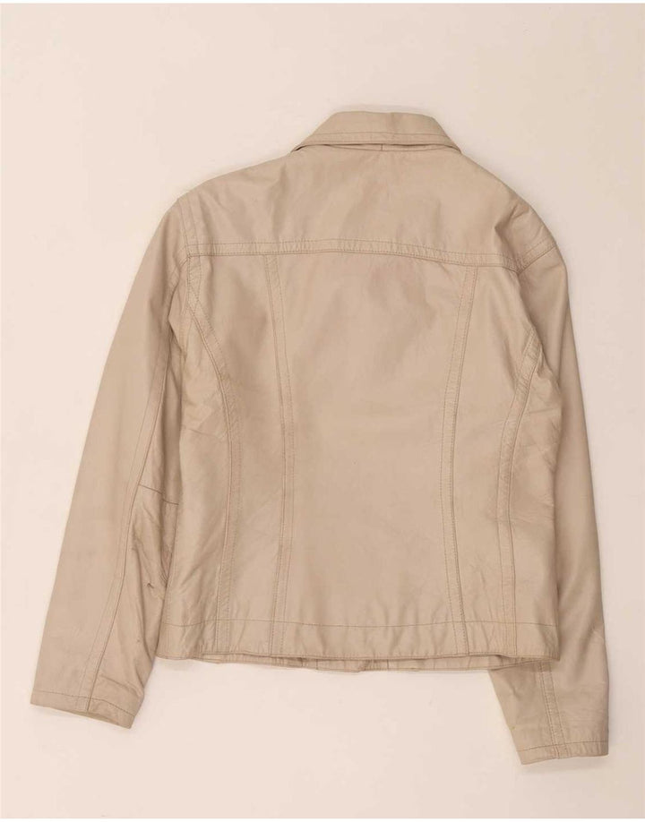 Vintage Γυναικείο Δερμάτινο Μπουφάν UK 14 Medium Beige