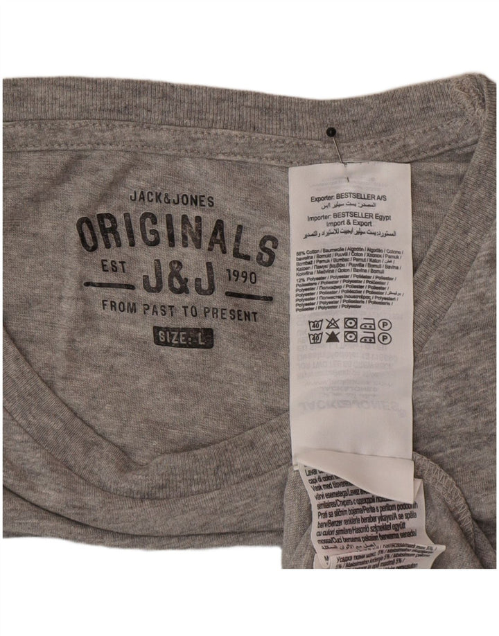 Jack & Jones Ανδρικό γραφικό T-Shirt Top μεγάλο γκρι βαμβακερό