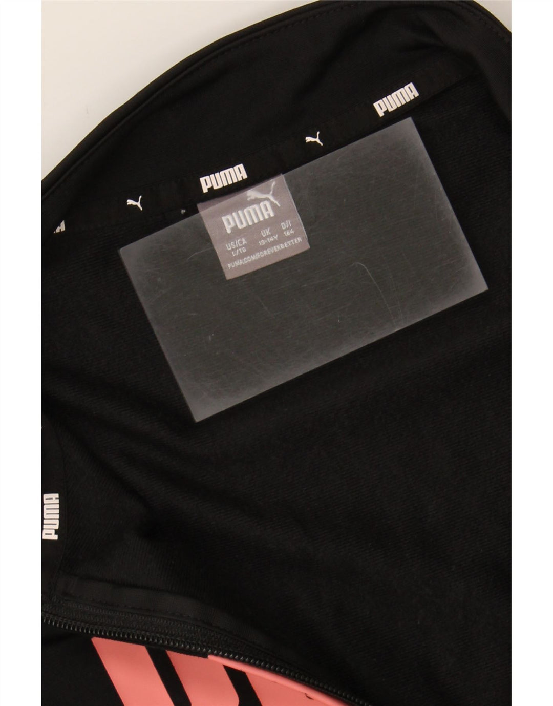 PUMA Girls Graphic Tracksuit Top Jacket 13-14 Years Black Polyester