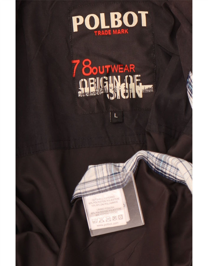 POLBOT Mens Utility Jacket UK 40 Large Black Polyester