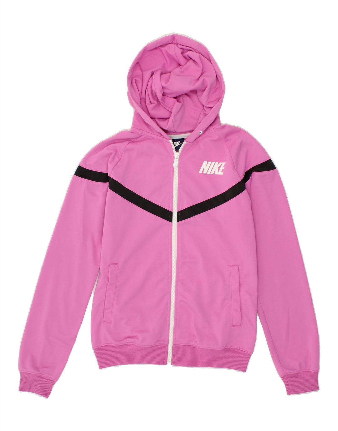 NIKE Womens Zip Hoodie Sweater UK 10 Small Pink Polyester Vintage Nike and Second-Hand Nike from Messina Hembry 
