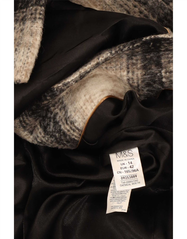 Marks & Spencer Γυναικείο παλτό με διπλό στήθος UK 14 Large Beige Check
