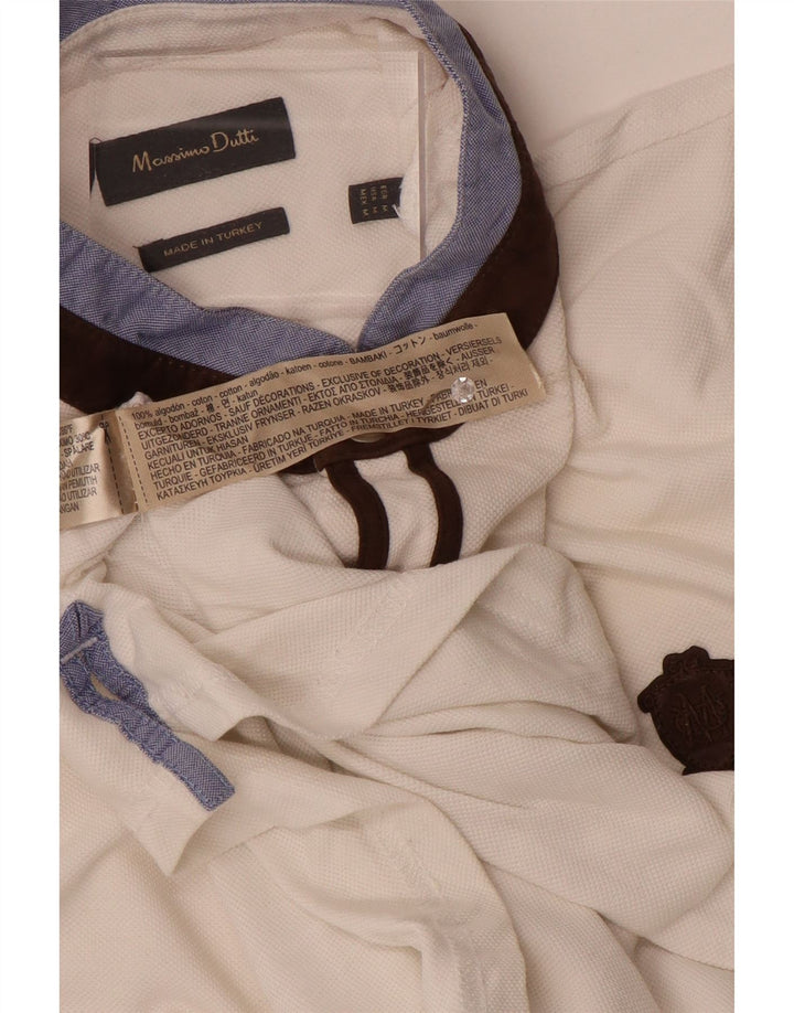 Ανδρικό πουκάμισο πόλο Massimo Dutti, μεσαίο λευκό χρώμα, βαμβακερό