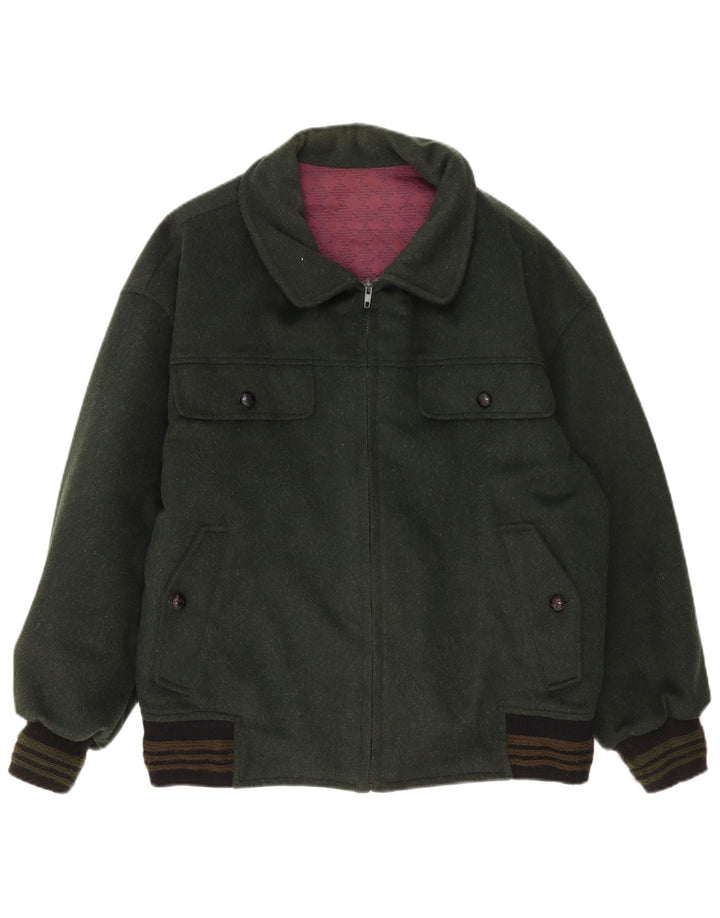 Vintage Ανδρικό Bomber Jacket UK 40 Large Green Colourblock