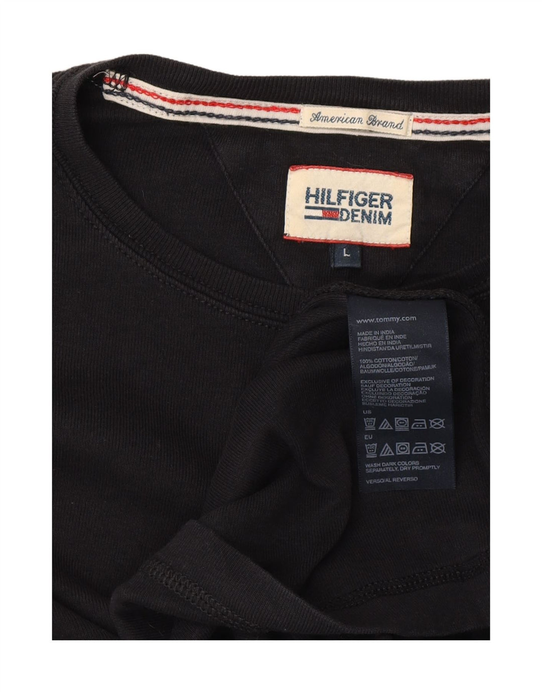 TOMMY HILFIGER Mens Top Long Sleeve Large Black Cotton Vintage Tommy Hilfiger and Second-Hand Tommy Hilfiger from Messina Hembry 