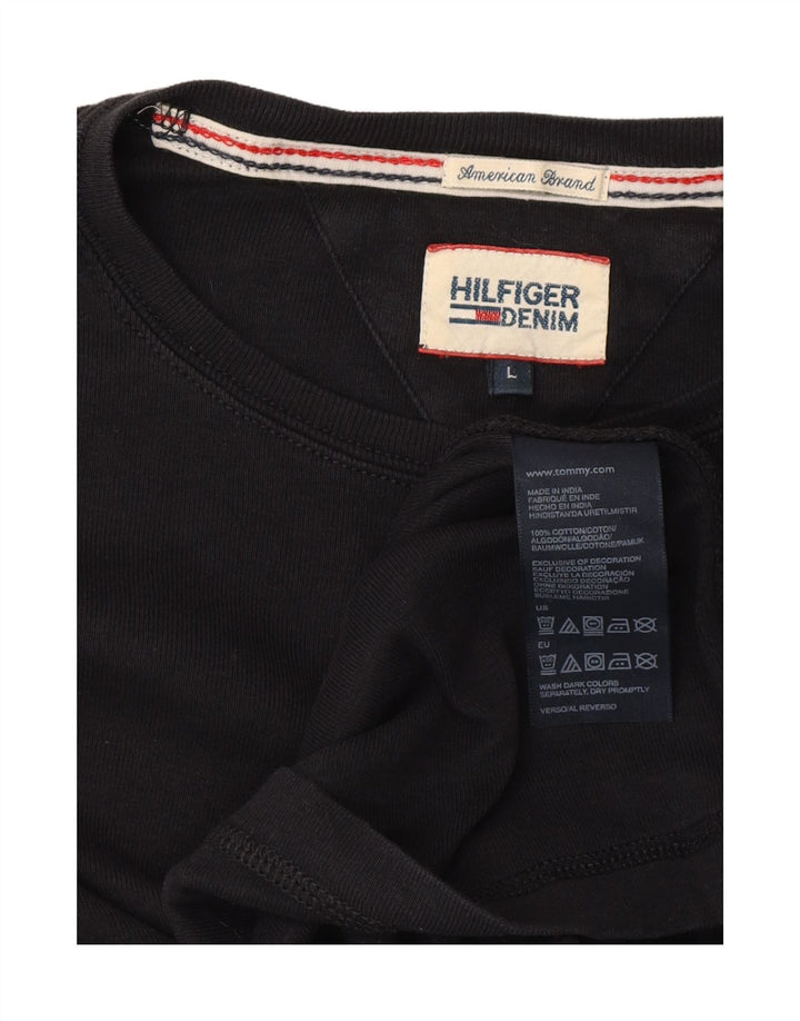 TOMMY HILFIGER Mens Top Long Sleeve Large Black Cotton Vintage Tommy Hilfiger and Second-Hand Tommy Hilfiger from Messina Hembry 