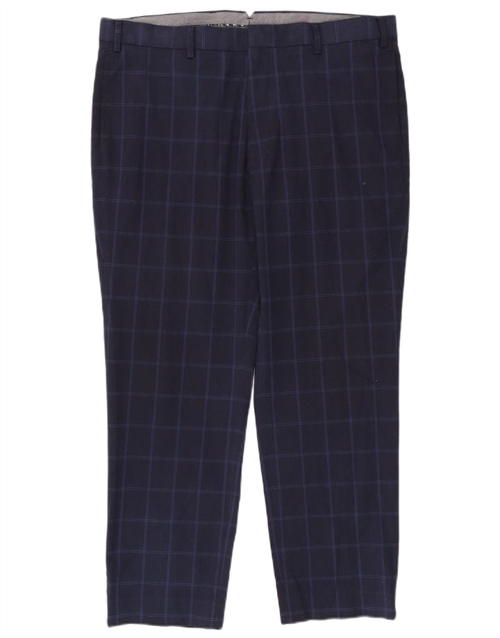 Marks & Spencer Ανδρικό παντελόνι με κανονική εφαρμογή W38 L29 Navy Blue Check
