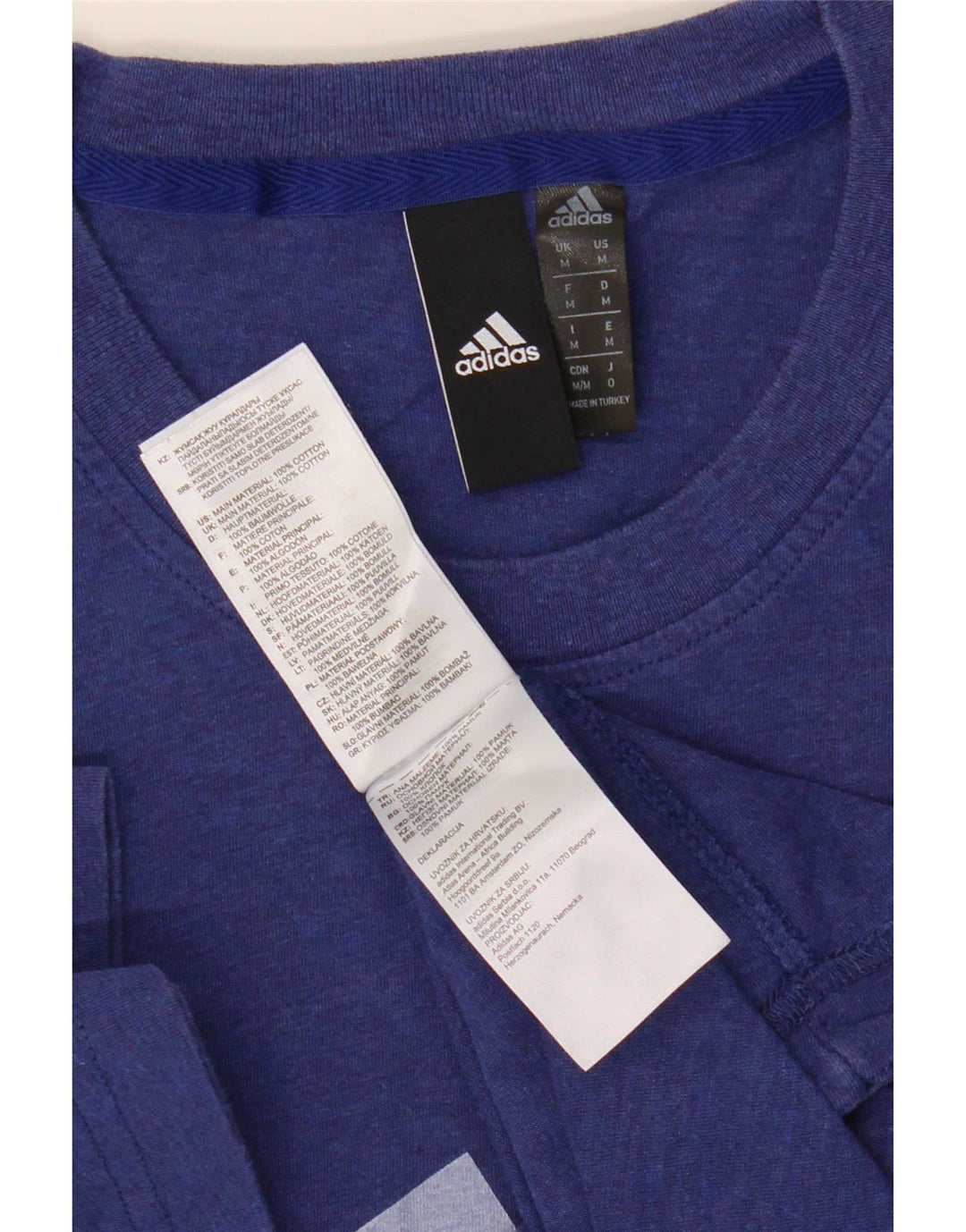 Ανδρικό γραφικό T-Shirt Adidas Top από μεσαίο μπλε βαμβακερό