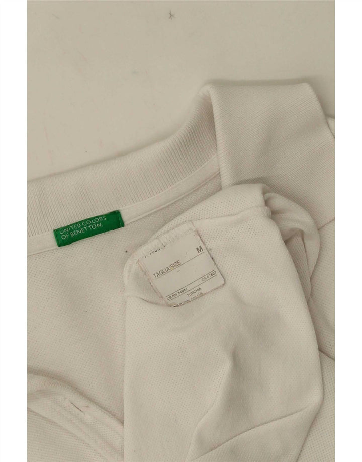 Γυναικείο μακρυμάνικο μπλουζάκι πόλο Benetton UK 12 μεσαίο λευκό