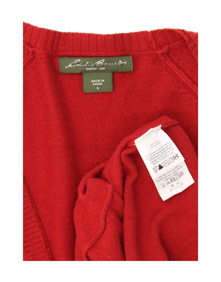 EDDIE BAUER Womens Cardigan Sweater UK 10 Small Red Cotton Vintage Eddie Bauer and Second-Hand Eddie Bauer from Messina Hembry 