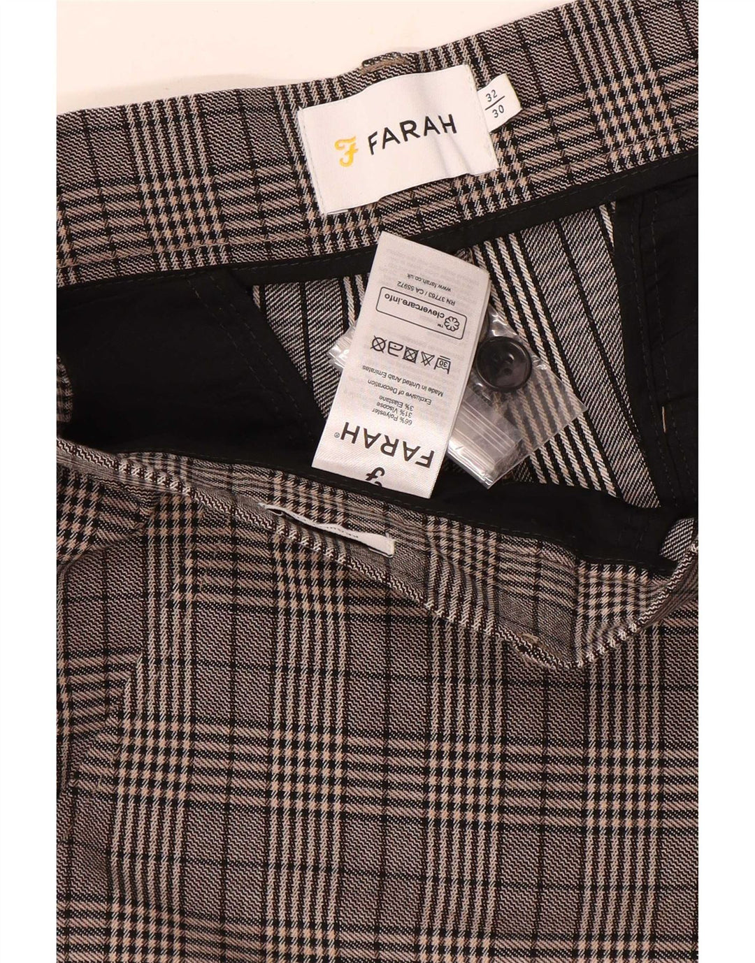 Farah Ανδρικό Slim Chino Παντελόνι W32 L30 Grey Check Polyester