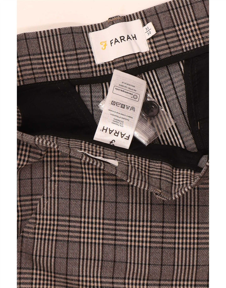 Farah Ανδρικό Slim Chino Παντελόνι W32 L30 Grey Check Polyester