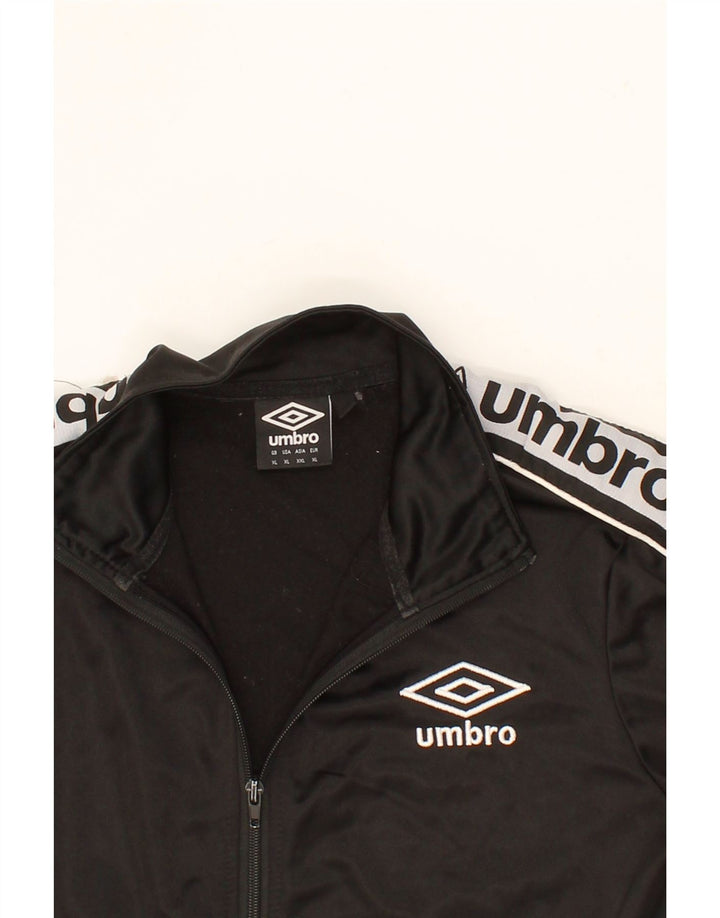 UMBRO Boys Graphic Tracksuit Top Jacket 14-15 Years XL Black Polyester Vintage Umbro and Second-Hand Umbro from Messina Hembry 