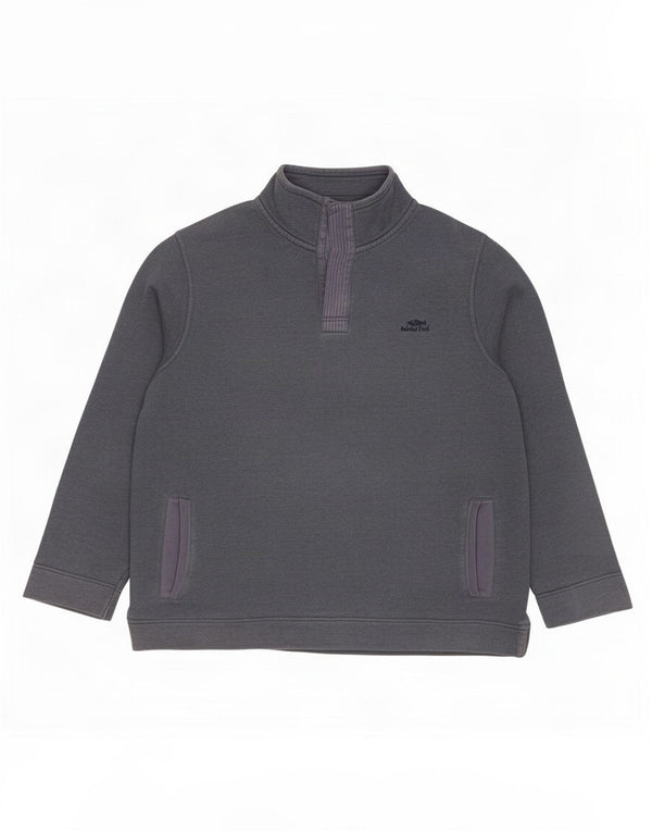 Weird Fish Φούτερ με λαιμό με κουμπιά Jumper XL Navy Blue Cotton