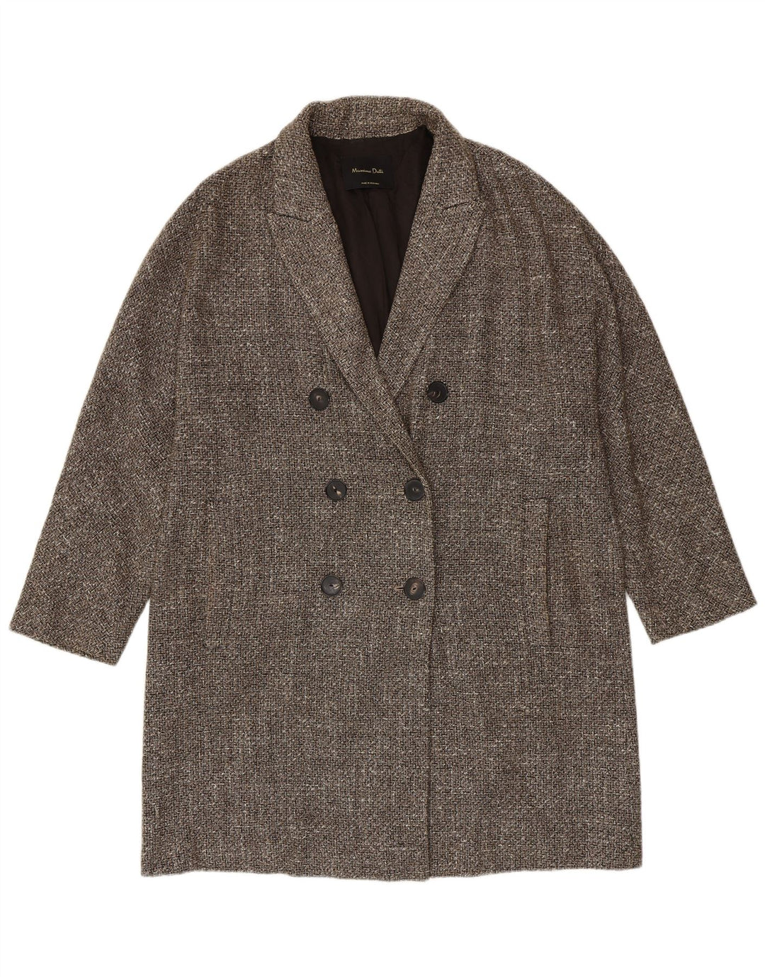 Massimo Dutti Γυναικείο παλτό με διπλό στήθος UK 16 μεγάλο γκρι ψαροκόκαλο