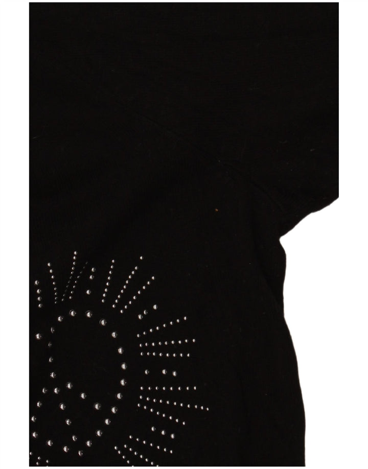 DESIGUAL Γυναικείο πουλόβερ με γραφικό V λαιμόκοψη UK 16 Large Black Synthetic