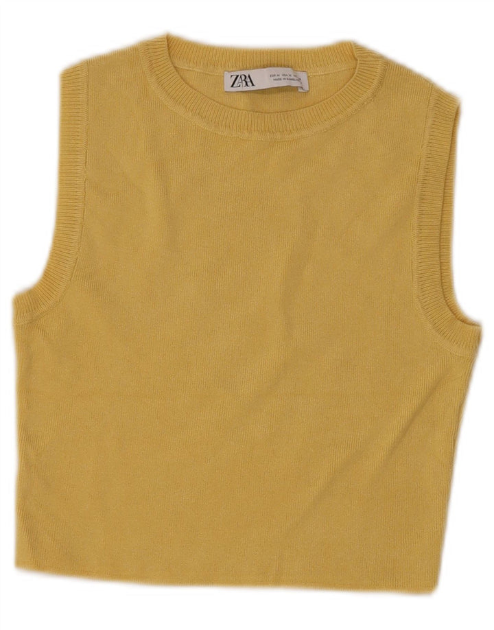 Zara Γυναικείο Γιλέκο Crop UK 14 Medium Yellow