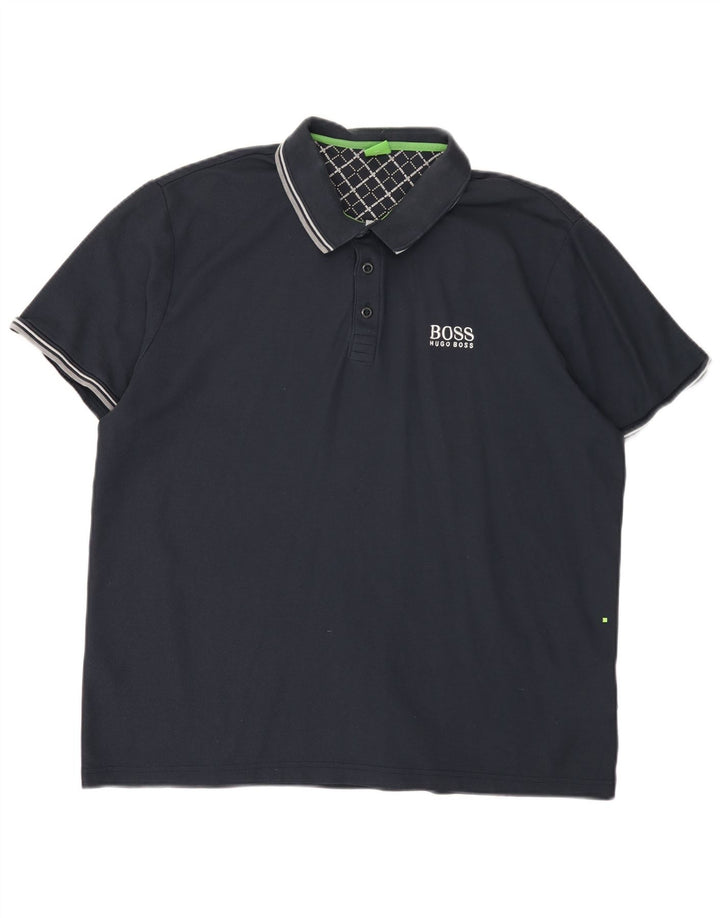 Ανδρικό μπλουζάκι πόλο HUGO BOSS 2XL Navy Blue Cotton