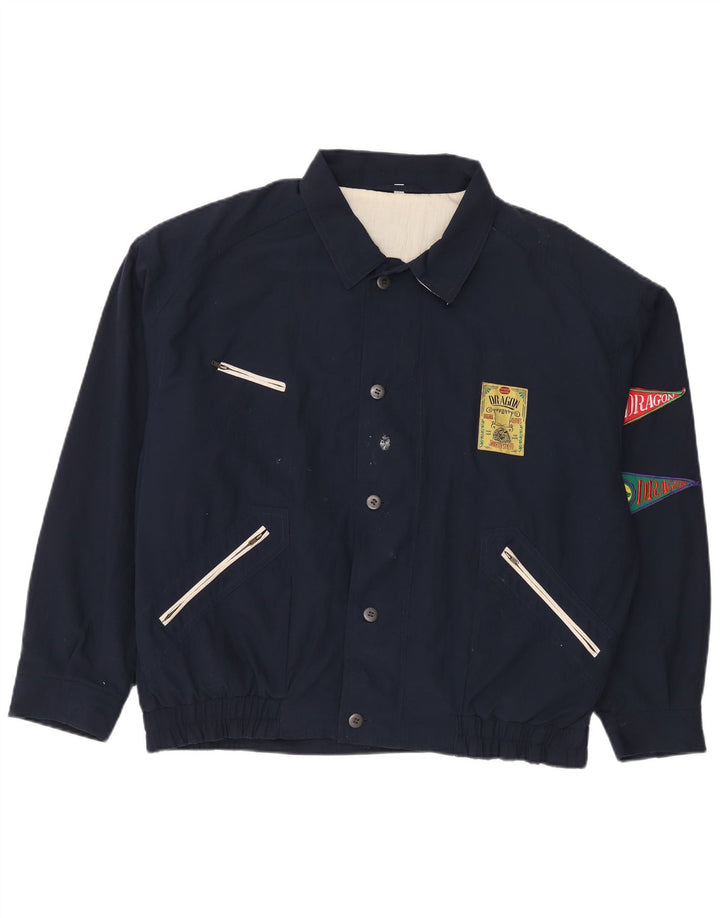 Vintage Ανδρικό Bomber Jacket UK 42 XL Navy Blue Polyester