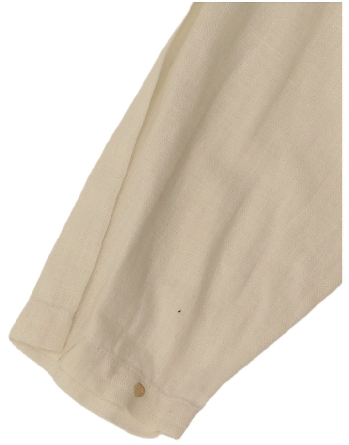 Benetton Γυναικείο πουκάμισο Crop Μπλούζα UK 14 Medium Off White