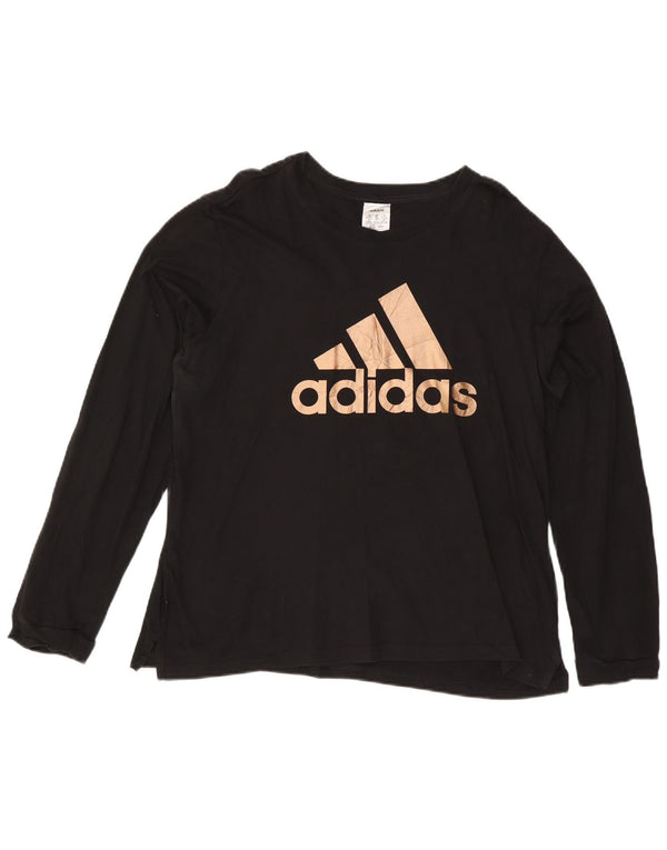 Adidas Γυναικείο τοπ μακρυμάνικο UK 20/22 XL μαύρο βαμβακερό