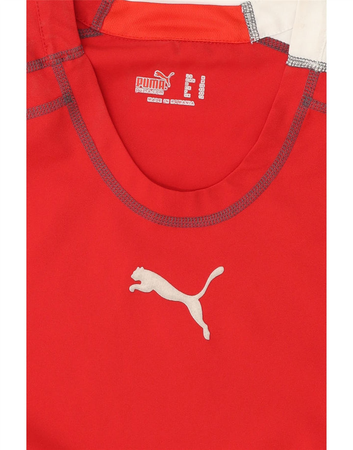 PUMA Womens Graphic T-Shirt Top UK 12 Medium  Red Colourblock Vintage Puma and Second-Hand Puma from Messina Hembry 