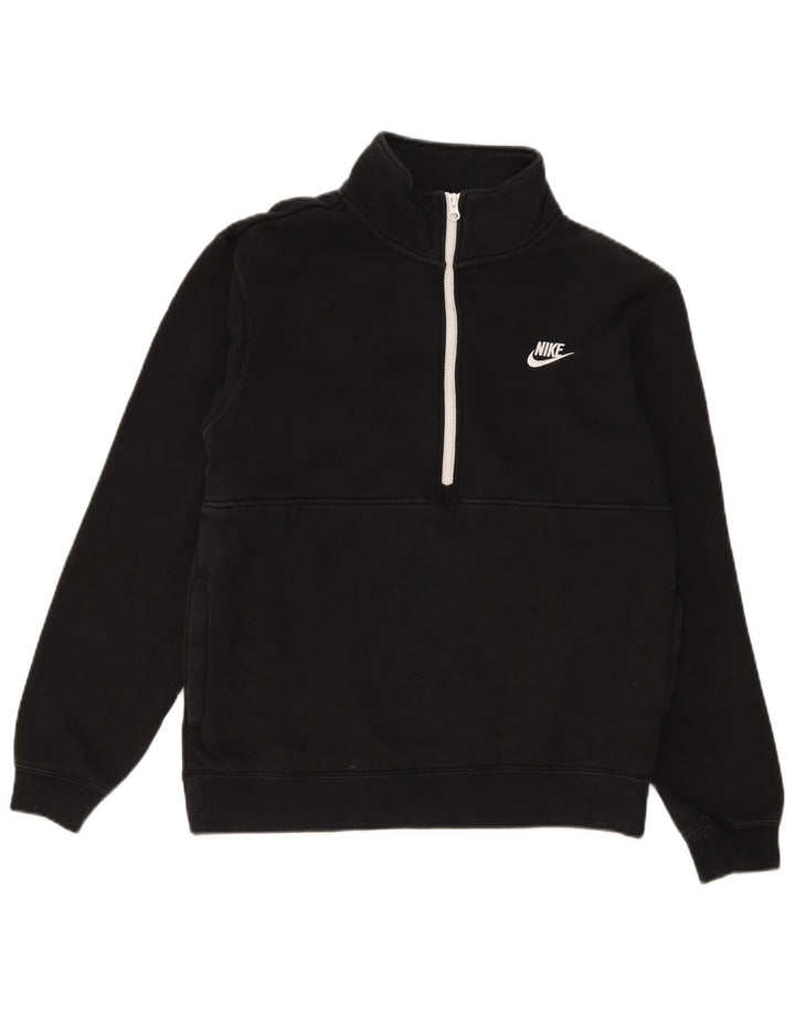 Ανδρικό φούτερ Nike με φερμουάρ, μεσαίο μαύρο βαμβακερό