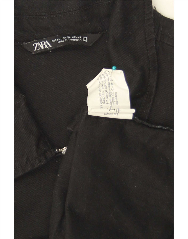 Zara Ανδρικό Bomber Jacket UK 42 XL Μαύρο βαμβακερό