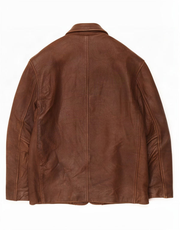 Bomb Boogie Ανδρικό δερμάτινο σακάκι με 4 κουμπιά UK 36 Small Brown Polyester