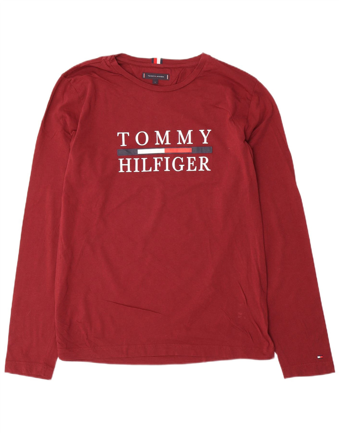 Tommy Hilfiger Ανδρικό γραφικό τοπ μακρυμάνικο μεγάλο βαμβακερό μπορντό