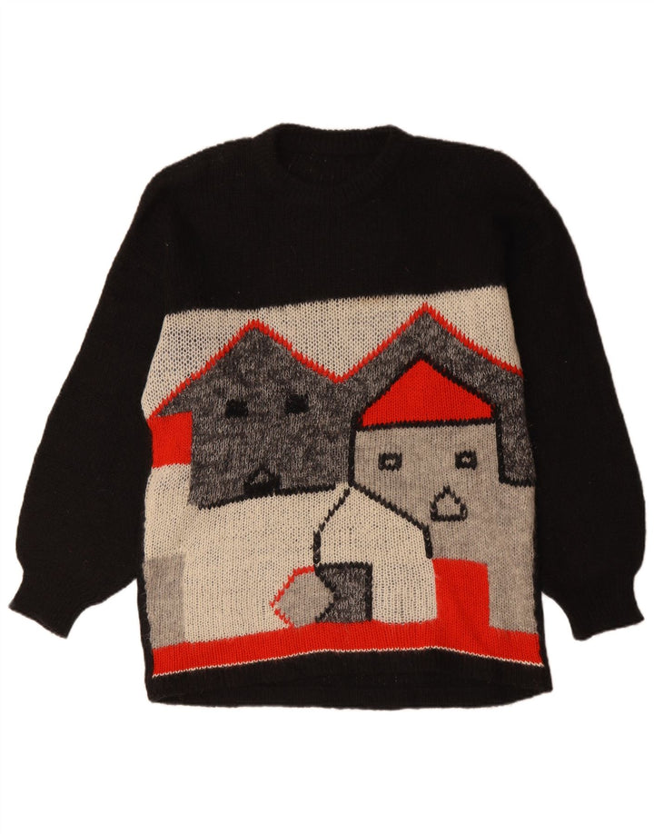 VINTAGE Γυναικείο πουλόβερ Longline Crew με λαιμόκοψη UK 18 XL Μαύρο