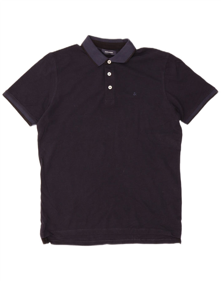 Ανδρικό μπλουζάκι πόλο JACK & JONES XL Navy Blue Cotton