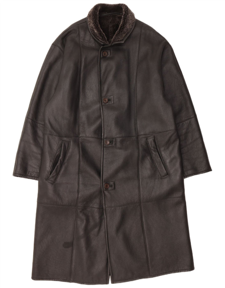Ανδρικό παλτό Bugatti Shearling EU 56 3XL Μαύρο Δερμάτινο