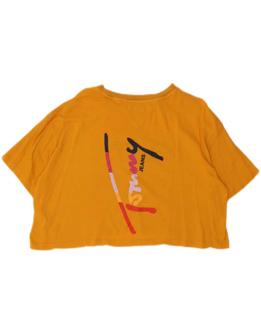 TOMMY HILFIGER Womens Oversized Graphic T-Shirt Top UK 14 Medium Orange Vintage Tommy Hilfiger and Second-Hand Tommy Hilfiger from Messina Hembry 