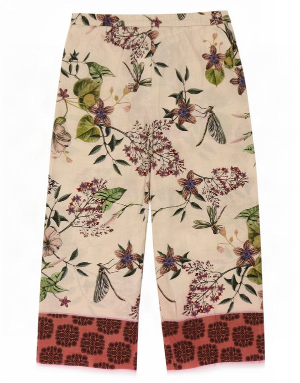 Zara Γυναικείο Παντελόνι Loose Fit XL W32 L30 Off White Floral Πολυεστέρας