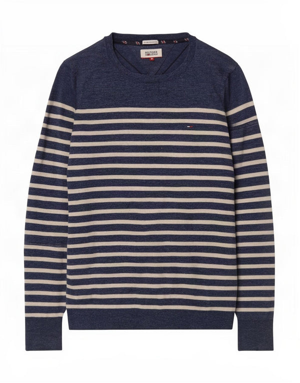 Ανδρικό πουλόβερ Tommy Hilfiger Boat Neck Jumper Medium Navy Blue ριγέ