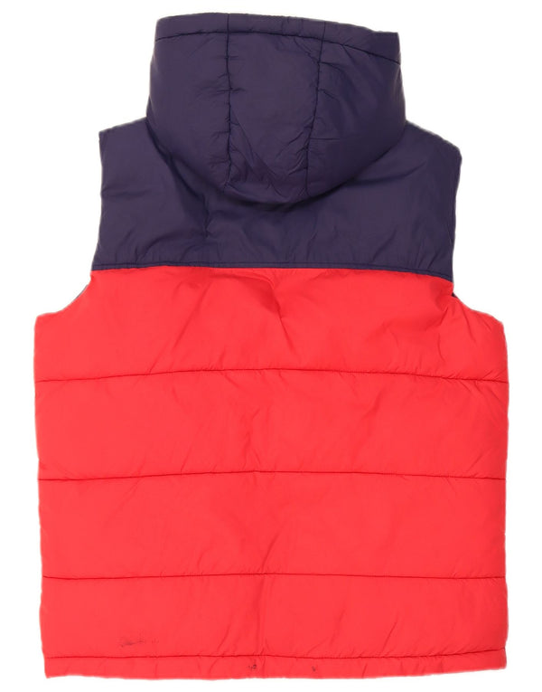 Timberland Boys Hooded Gilet Gilet 13-14 Years Small Red Colourblock Nylon