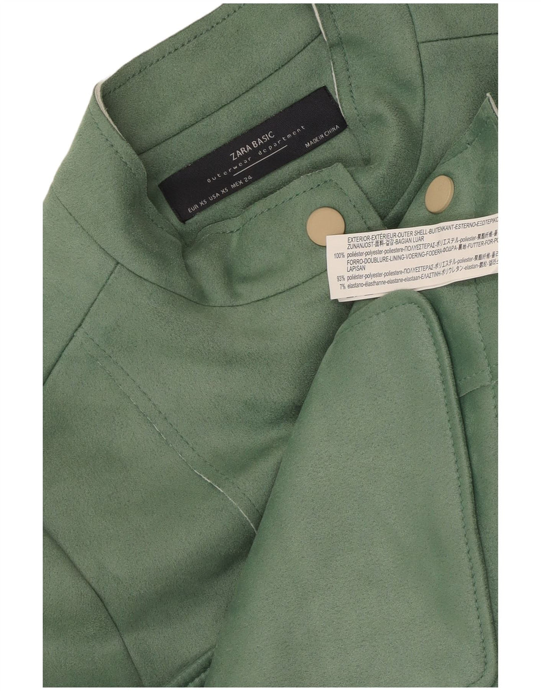 Zara Γυναικείο Crop Bomber Jacket UK 6 XS Green Polyester