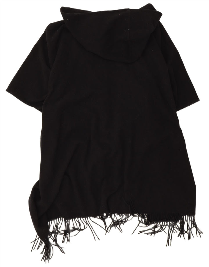Easy Comfort Γυναικείο Παλτό Poncho με κουκούλα, ένα μέγεθος μαύρο μαλλί