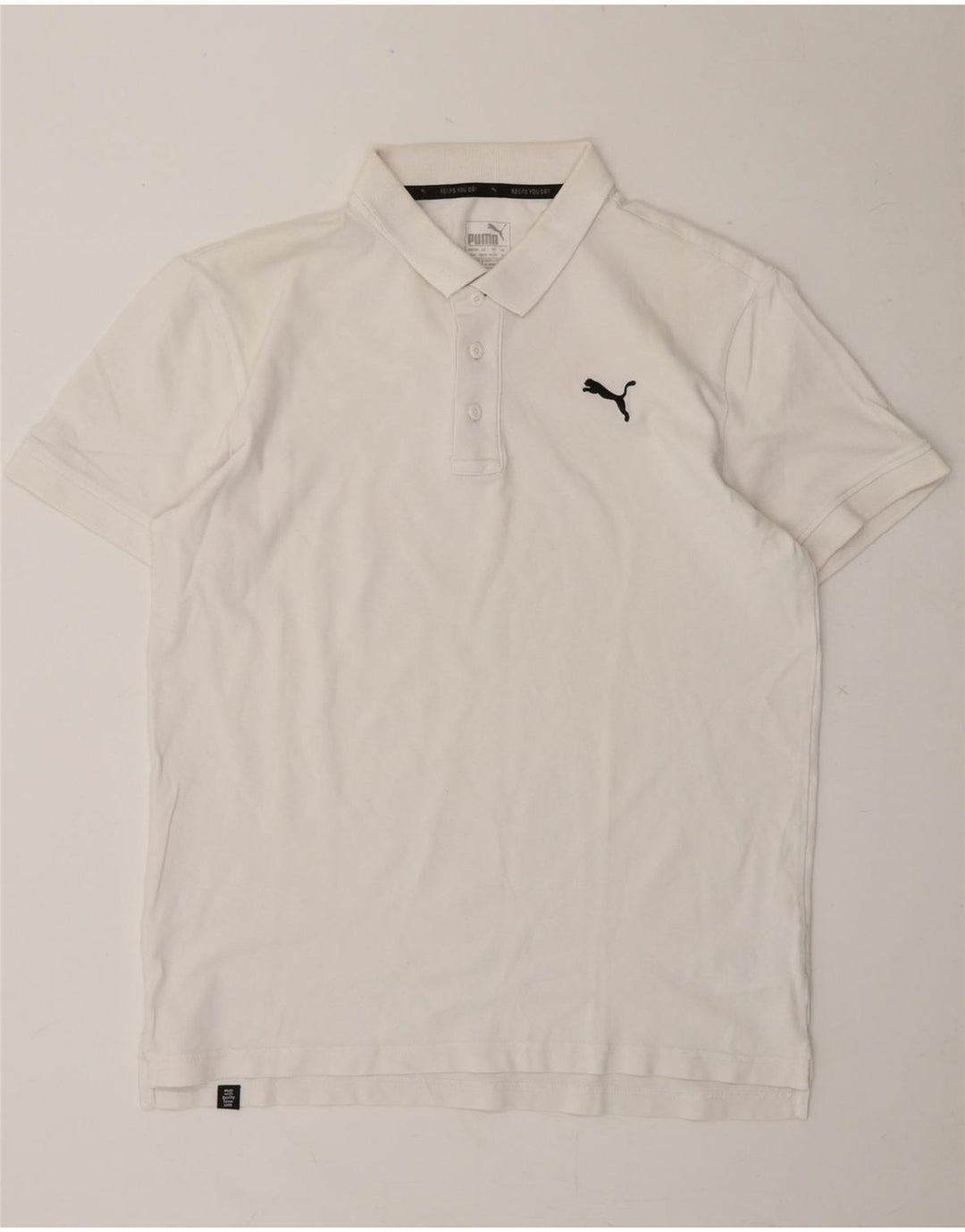 PUMA Mens Polo Shirt Medium White Cotton Vintage Puma and Second-Hand Puma from Messina Hembry 