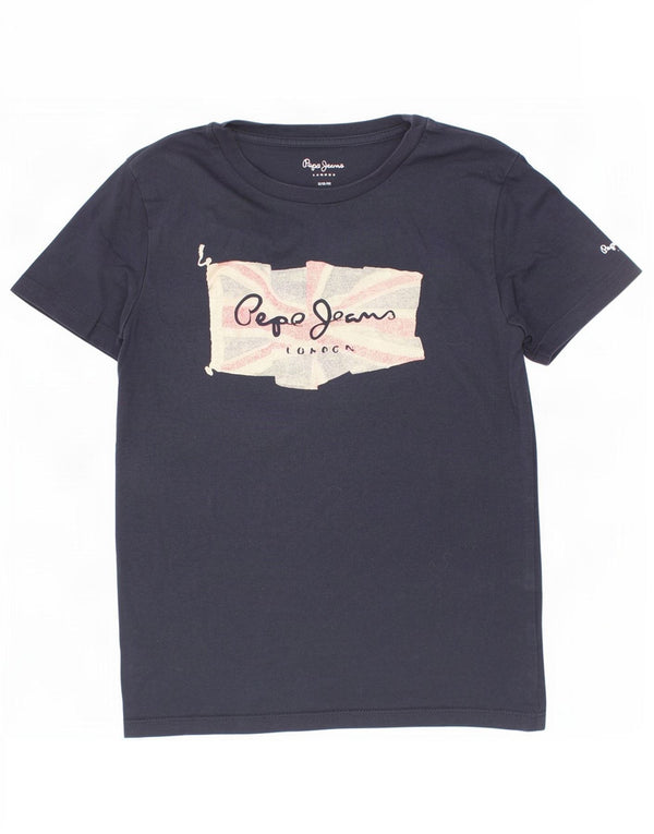 PEPE Jeans Boys Graphic T-shirt Top 11-12 Years XS Navy Blue