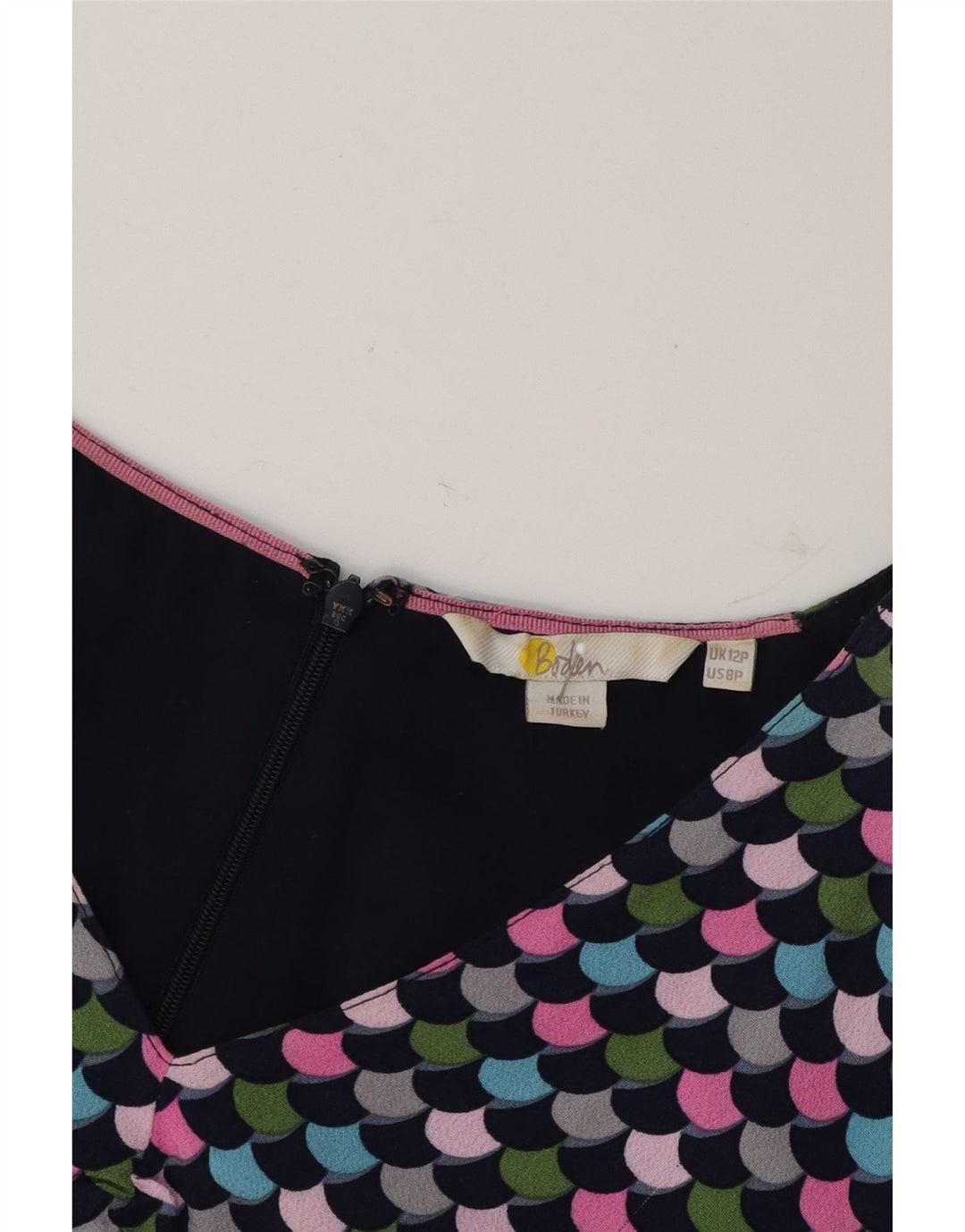 BODEN Womens A-Line Dress UK 12 Medium Multicoloured Geometric Viscose Vintage Boden and Second-Hand Boden from Messina Hembry 
