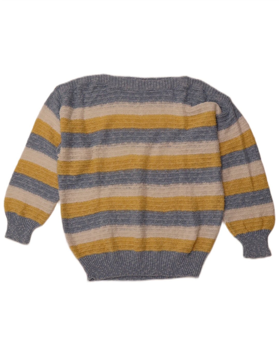 VINTAGE Γυναικείο πουλόβερ με λαιμόκαυστο IT 42 Βαμβακερό μεσαίο μπλε ριγέ