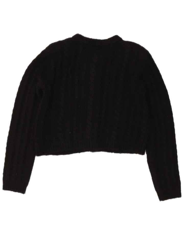 Massimo Dutti Γυναικείο Crop Oversized Ζακέτα πουλόβερ UK 10 Small Black