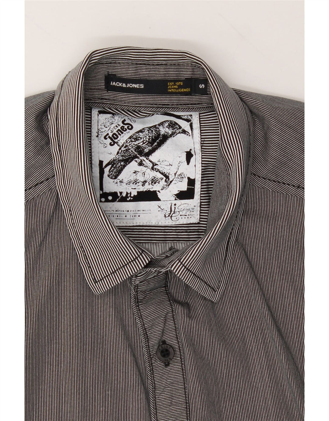 JACK & JONES Mens Shirt Small Navy Blue Pinstripe Cotton Vintage Jack & Jones and Second-Hand Jack & Jones from Messina Hembry 